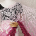 Pink Ombre French Chantilly Lace Saree, 5.5 Meters, 110 cm Wide-D21818