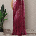 Pink Ombre French Chantilly Lace Saree, 5.5 Meters, 110 cm Wide-D21818