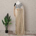 Champagne and Ivory Ombre French Chantilly Lace Saree, 5.5 Meters, 110 cm Wide-D21819