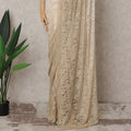 Champagne and Ivory Ombre French Chantilly Lace Saree, 5.5 Meters, 110 cm Wide-D21819
