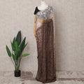 Chocolate Brown and Blush Pink Ombre French Chantilly Lace Saree, 5.5 Meters, 110 cm Wide-D21820