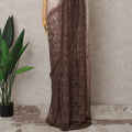 Chocolate Brown and Blush Pink Ombre French Chantilly Lace Saree, 5.5 Meters, 110 cm Wide-D21820