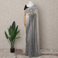 Grey and White Ombre French Chantilly Lace Saree, 5.5 Meters, 110 cm Wide-D21821