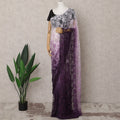 Purple and Lilac Ombre French Chantilly Lace Saree, 5.5 Meters, 110 cm Wide-D21822