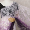 Purple and Lilac Ombre French Chantilly Lace Saree, 5.5 Meters, 110 cm Wide-D21822