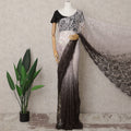 Mocha Brown and Light Pink Ombre French Chantilly Lace Saree, 5.5 Meters, 110 cm Wide-D21824