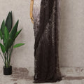 Mocha Brown and Light Pink Ombre French Chantilly Lace Saree, 5.5 Meters, 110 cm Wide-D21824