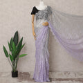 Lavender and Grey Ombre French Chantilly Lace Saree, 5.5 Meters, 110 cm Wide-D21825