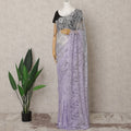 Lavender and Grey Ombre French Chantilly Lace Saree, 5.5 Meters, 110 cm Wide-D21825