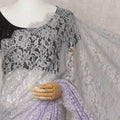 Lavender and Grey Ombre French Chantilly Lace Saree, 5.5 Meters, 110 cm Wide-D21825