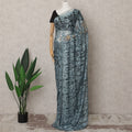 Steel Blue and Black Two-Tone French Chantilly Lace Saree, 5.5 Meters, 110 cm Wide-D21832 Regal Fabrics