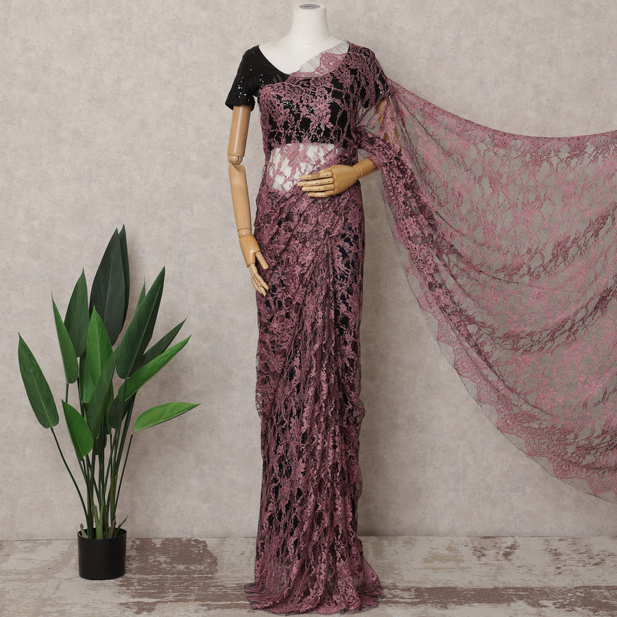 ساري فرنسي من الدانتيل الشانتيلي من داستي روز، 5.5 متر، عرض 110 سم - D21836