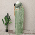 Mint Green Metallic French Chantilly Lace Saree, 5.5 Meters, 110 cm Wide-D21839