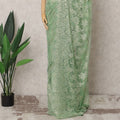 Mint Green Metallic French Chantilly Lace Saree, 5.5 Meters, 110 cm Wide-D21839