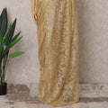 Gold Metallic French Chantilly Lace Saree, 5.5 Meters, 110 cm Wide-D21840