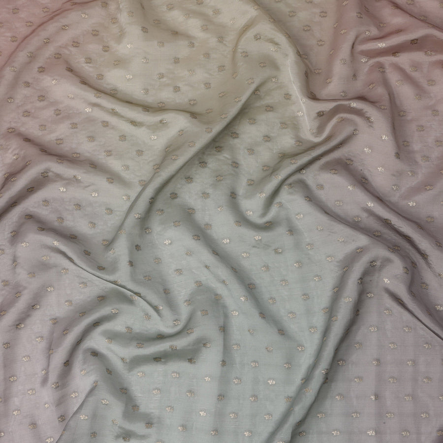 قماش حرير أورجانزا بألوان الباستيل المتعددة مع زخارف زاري ذهبية - عرض 110 سم - صنع في الهند - D22142