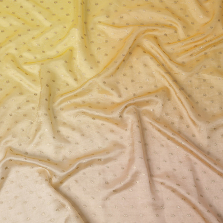 قماش أورجانزا حريري أصفر ذهبي بزخارف زاري ذهبية - عرض 110 سم - صنع في الهند - D22143