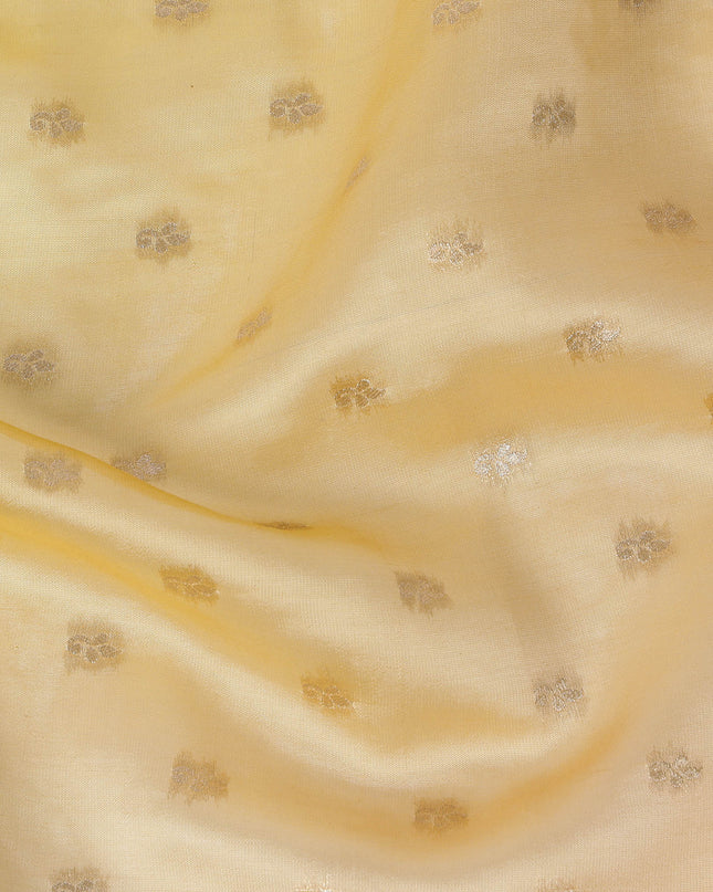 Soft Gold Silk Organza Fabric with Gold Zari Motifs – 110 cm Wide – Made in India-D22146 Regal Fabrics