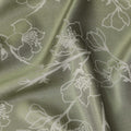 Olive Green Silk Satin Fabric with Metallic Film Floral Design – 110 cm Wide – South Korea-D22155