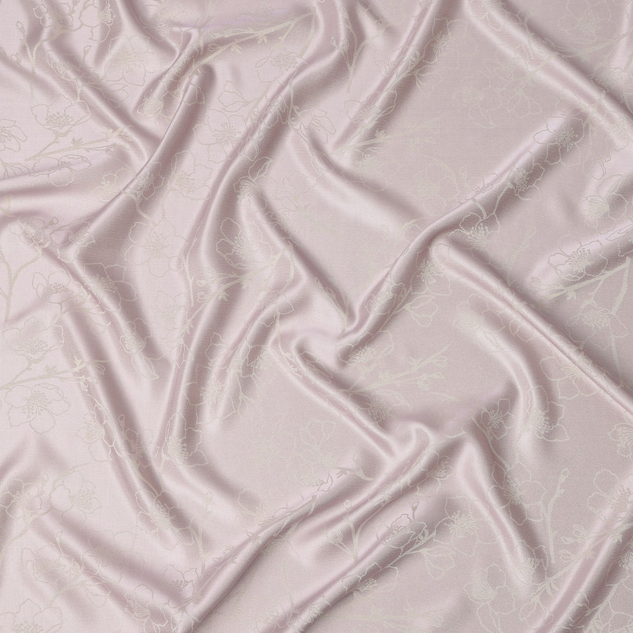 قماش ساتان حريري وردي مع تصميم زهور معدنية - عرض 110 سم - كوريا الجنوبية - D22156