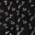قماش ساتان حريري أسود بنقوش زهرية معدنية - عرض 110 سم - كوريا الجنوبية - D22159
