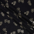 قماش ساتان حريري أسود بنقوش زهرية معدنية - عرض 110 سم - كوريا الجنوبية - D22159