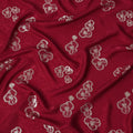 قماش ساتان حريري أحمر قرمزي بنقوش زهرية معدنية - عرض 110 سم - كوريا الجنوبية - D22161