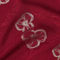قماش ساتان حريري أحمر قرمزي بنقوش زهرية معدنية - عرض 110 سم - كوريا الجنوبية - D22161