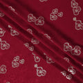 قماش ساتان حريري أحمر قرمزي بنقوش زهرية معدنية - عرض 110 سم - كوريا الجنوبية - D22161