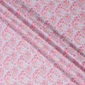 Pink Cotton Satin Fabric – 110 Cms Wide, Soft Satin Finish, Floral Printed, Made in India-D22305