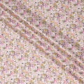 قماش ساتان قطني وردي فاتح متعدد الألوان بطبعة زهور - عرض 110 سم، صنع في الهند - D22312