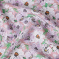 Pink White Daisy Floral Printed Cotton Satin Fabric – 110 Cms Wide, Made in India-D22316
