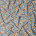 قماش قطني مطبوع عليه زهور باللون الأزرق السماوي البرتقالي - عرض 110 سم، صنع في اليابان - D22322