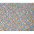 قماش قطني مطبوع عليه زهور باللون الأزرق السماوي البرتقالي - عرض 110 سم، صنع في اليابان - D22322
