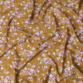 قماش قطني مطبوع عليه زهور بلون الخردل الأرجواني - عرض 110 سم، صنع في اليابان - D22324