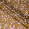 قماش قطني مطبوع عليه زهور بلون الخردل الأرجواني - عرض 110 سم، صنع في اليابان - D22324