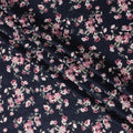 Navy Blue Pink Floral Printed Cotton Lawn Fabric – 110 Cms Wide, Made in Japan-D22325