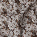 Brown Floral Printed Cotton Lawn Fabric with Vintage Rose Pattern, 110 Cms Width, Made in India-D22508