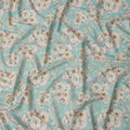 Mint Green Floral Cluster Printed Cotton Lawn Fabric with Beige and Blush Accents, 110 Cms Width, Made in India-D22512