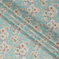 Mint Green Floral Cluster Printed Cotton Lawn Fabric with Beige and Blush Accents, 110 Cms Width, Made in India-D22512