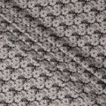 Charcoal Grey Vintage Floral Printed Cotton Lawn Fabric with White Rose Motifs, 110 Cms Width, Made in India-D22513