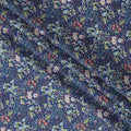 Navy Blue Multicolor Floral Printed Cotton Lawn Fabric with Dense Botanical Motifs, 110 Cms Width, Made in Japan-D22516