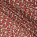 Crimson Red Floral Vine Printed Cotton Lawn Fabric with Yellow and Blue Blossoms, 110 Cms Width, Made in Japan-D22520