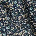 Navy Blue Dense Mini Floral Printed Cotton Lawn Fabric with Beige and Aqua Motifs, 110 Cms Width, Made in Japan-D22524