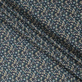 Navy Blue Dense Mini Floral Printed Cotton Lawn Fabric with Beige and Aqua Motifs, 110 Cms Width, Made in Japan-D22524