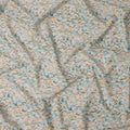 Soft Grey Watercolor Floral Printed Cotton Lawn Fabric with Peach, Teal, and Olive Accents, 110 Cms Width, Made in Japan-D22527