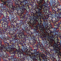 Deep Plum Multicolor Artistic Floral Printed Cotton Lawn Fabric with Blue, Red, and Beige Accents, 110 Cms Width, Made in Japan-D22529