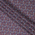 Deep Plum Multicolor Artistic Floral Printed Cotton Lawn Fabric with Blue, Red, and Beige Accents, 110 Cms Width, Made in Japan-D22529