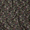 Black Base Multicolor Garden Floral Printed Cotton Lawn Fabric with White, Red, and Yellow Accents, 110 Cms Width, Made in Japan-D22530