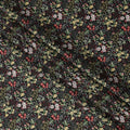 Black Base Multicolor Garden Floral Printed Cotton Lawn Fabric with White, Red, and Yellow Accents, 110 Cms Width, Made in Japan-D22530